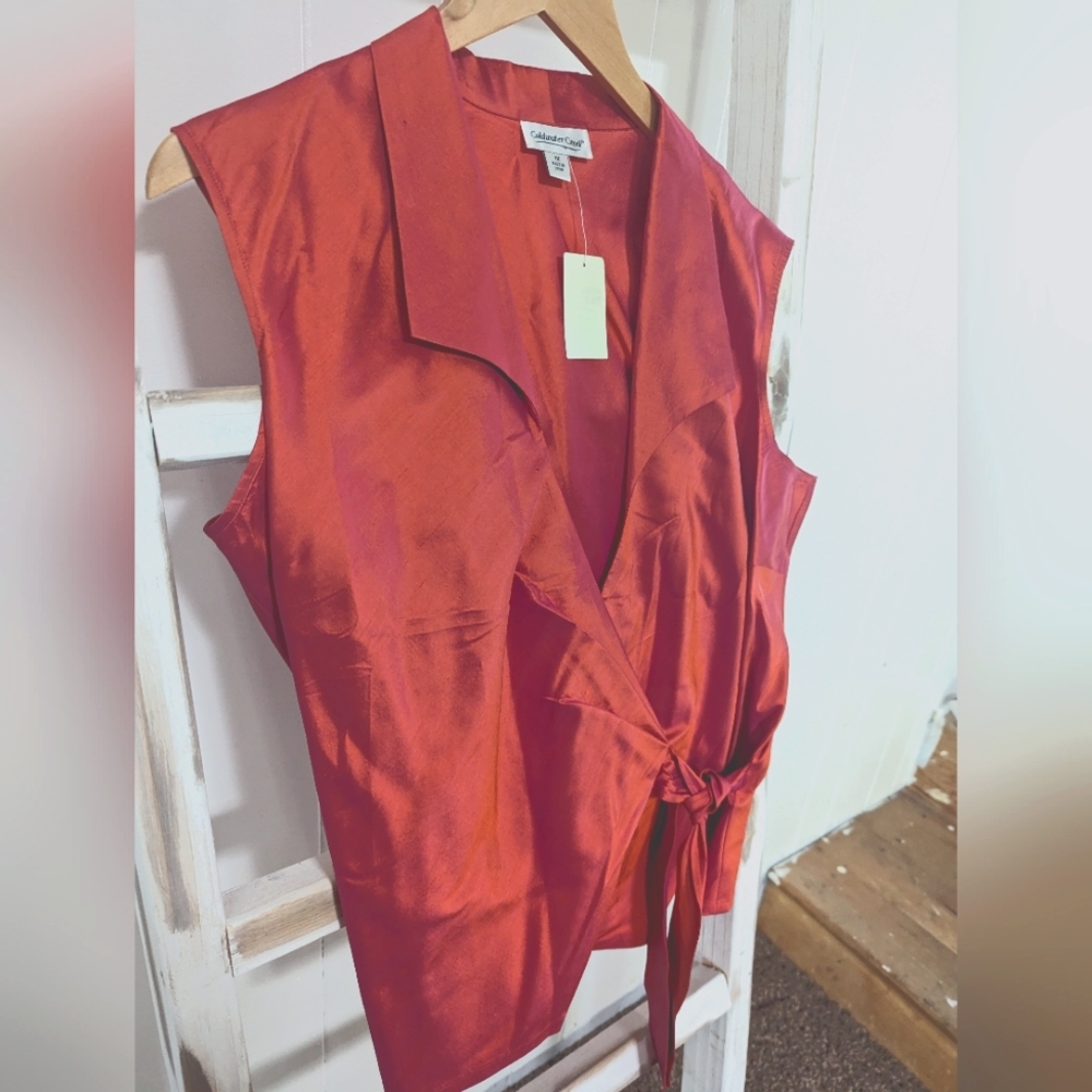 VTG Coldwater Creek Metallic Wrap Top
